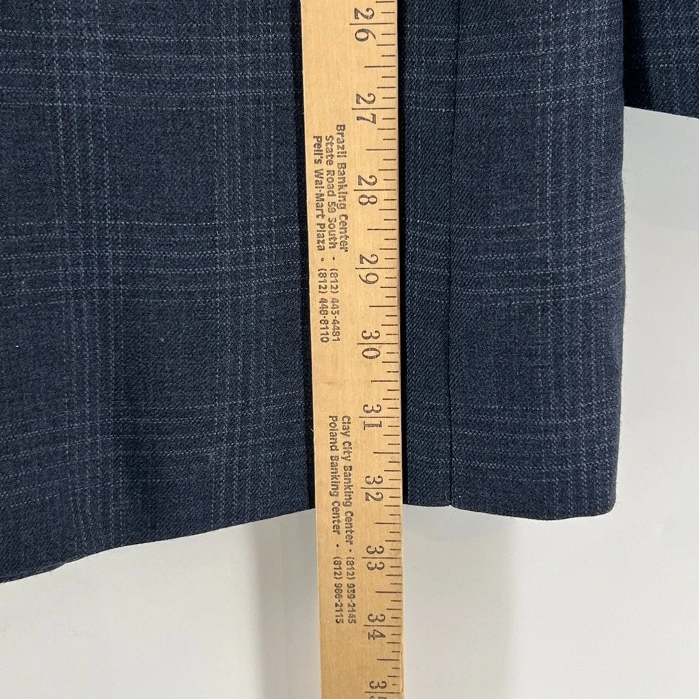 Jos A Bank Blazer Mens 42L Blue Wool Glen Check Plaid Sport Coat Jacket 2 Button
